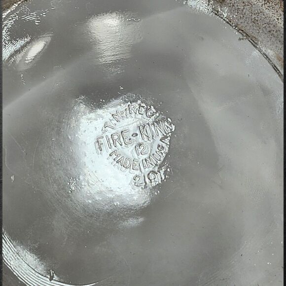 Vintage Fire-King 2 Qt Casserole w/ Culver Ltd 22K Gold & Green Lid Chip - Picture 9 of 11